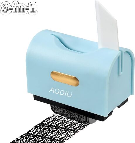 Identity Theft Protection Roller Stamp,Anti Theft ID Privacy Security Stamp with Box Opener,Envelope Cut Blade 3-in-1,Confidential Roller Stamps Guard Personal Info Blockout - Orange in Saudi Arabia