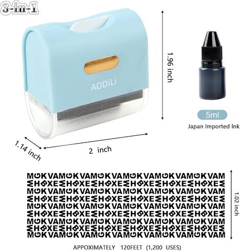 Identity Theft Protection Roller Stamp,Anti Theft ID Privacy Security Stamp with Box Opener,Envelope Cut Blade 3-in-1,Confidential Roller Stamps Guard Personal Info Blockout - Orange in Saudi Arabia