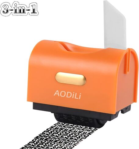 Identity Theft Protection Roller Stamp,Anti Theft ID Privacy Security Stamp with Box Opener,Envelope Cut Blade 3-in-1,Confidential Roller Stamps Guard Personal Info Blockout - Orange in Saudi Arabia