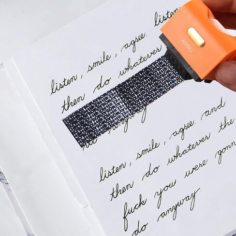 Identity Theft Protection Roller Stamp,Anti Theft ID Privacy Security Stamp with Box Opener,Envelope Cut Blade 3-in-1,Confidential Roller Stamps Guard Personal Info Blockout - Orange in Saudi Arabia