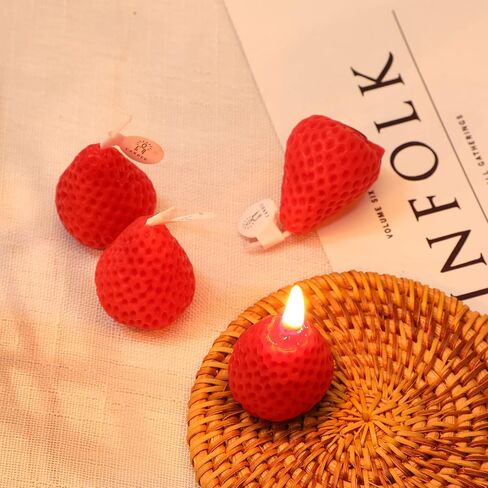8 قطع من شموع الفراولة المعطرة على شكل فراولة، شمعة صغيرة من شمع الصويا، شمعة صغيرة معطرة بشكل لطيف، شمعة مزخرفة لحفلات تزيين الحمام في غرفة النوم، عبوتان (أحمر) in Kuwait
