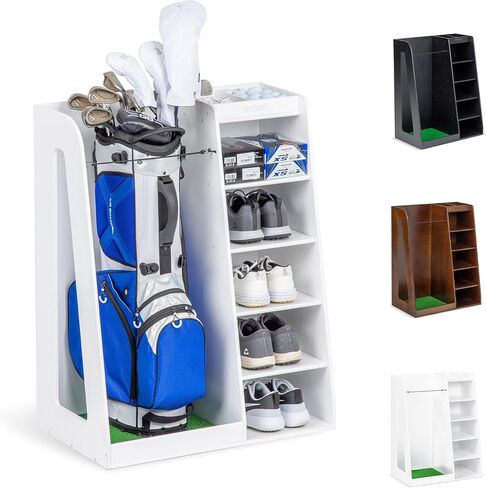 GoSports Premium Wooden Golf Bag Organizer and Storage Rack - Black, White or Brown Finish in Saudi Arabia
