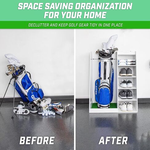GoSports Premium Wooden Golf Bag Organizer and Storage Rack - Black, White or Brown Finish in Saudi Arabia