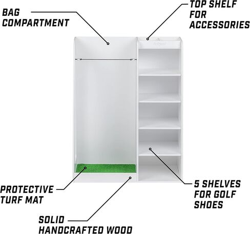 GoSports Premium Wooden Golf Bag Organizer and Storage Rack - Black, White or Brown Finish in Saudi Arabia