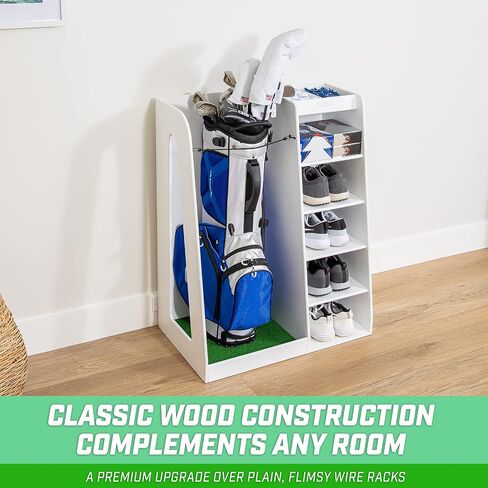 GoSports Premium Wooden Golf Bag Organizer and Storage Rack - Black, White or Brown Finish in Saudi Arabia