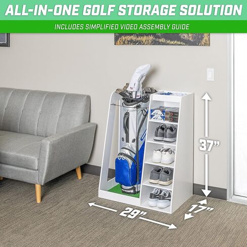 GoSports Premium Wooden Golf Bag Organizer and Storage Rack - Black, White or Brown Finish in Saudi Arabia