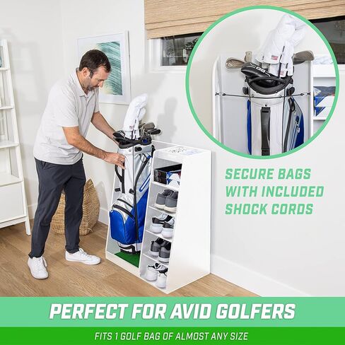 GoSports Premium Wooden Golf Bag Organizer and Storage Rack - Black, White or Brown Finish in Saudi Arabia