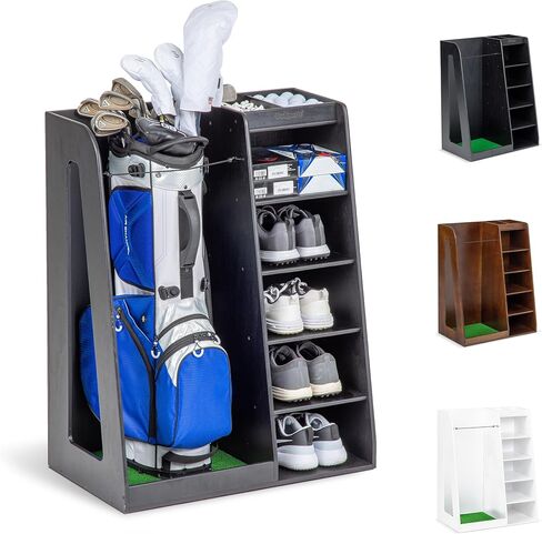 GoSports Premium Wooden Golf Bag Organizer and Storage Rack - Black, White or Brown Finish in Saudi Arabia