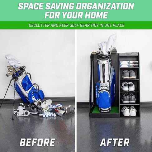 GoSports Premium Wooden Golf Bag Organizer and Storage Rack - Black, White or Brown Finish in Saudi Arabia