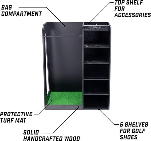 GoSports Premium Wooden Golf Bag Organizer and Storage Rack - Black, White or Brown Finish in Saudi Arabia