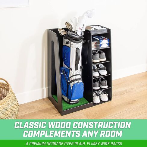GoSports Premium Wooden Golf Bag Organizer and Storage Rack - Black, White or Brown Finish in Saudi Arabia