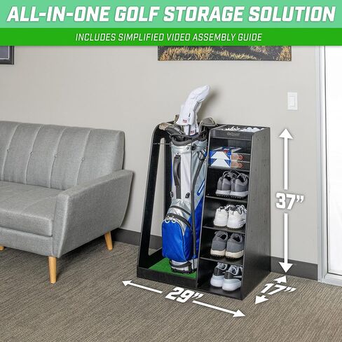 GoSports Premium Wooden Golf Bag Organizer and Storage Rack - Black, White or Brown Finish in Saudi Arabia