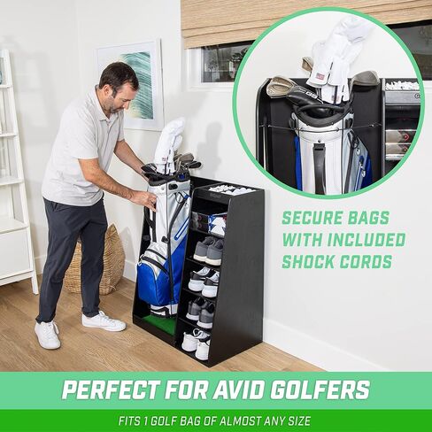 GoSports Premium Wooden Golf Bag Organizer and Storage Rack - Black, White or Brown Finish in Saudi Arabia