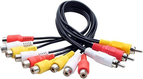 3RCA AV كابل مقسم الصوت والفيديو 1 في 3 خارج 1 في 2 خارج مشغل DVD وحدة التحكم في الألعاب جهاز عرض تلفزيون خارجي محول محول 3 ذكر 9 أنثى 20 سم in Saudi Arabia