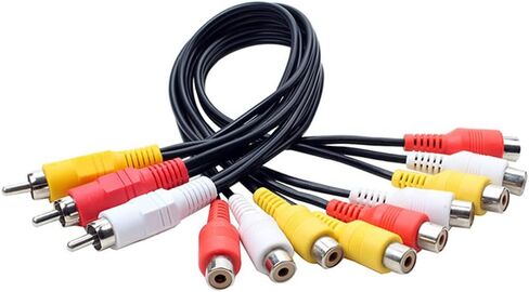 3RCA AV كابل مقسم الصوت والفيديو 1 في 3 خارج 1 في 2 خارج مشغل DVD وحدة التحكم في الألعاب جهاز عرض تلفزيون خارجي محول محول 3 ذكر 9 أنثى 20 سم in Saudi Arabia