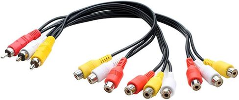 3RCA AV كابل مقسم الصوت والفيديو 1 في 3 خارج 1 في 2 خارج مشغل DVD وحدة التحكم في الألعاب جهاز عرض تلفزيون خارجي محول محول 3 ذكر 9 أنثى 20 سم in Saudi Arabia