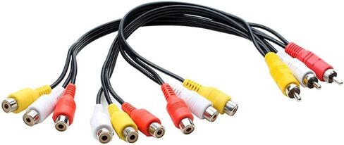 3RCA AV كابل مقسم الصوت والفيديو 1 في 3 خارج 1 في 2 خارج مشغل DVD وحدة التحكم في الألعاب جهاز عرض تلفزيون خارجي محول محول 3 ذكر 9 أنثى 20 سم in Saudi Arabia