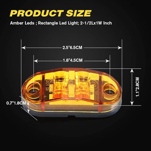 10 قطع من ضوء العنبر الأحمر 2.5 بوصة 2 صمام ثنائي بيضاوي لشاحنة المقطورة ضوء علامة جانبية، 2 صمامات ثنائية للتركيب على السطح، أضواء مجاملة LED للقوارب البحرية، وتخليص LED للمقطورة وأضواء علامة جانبية in Kuwait