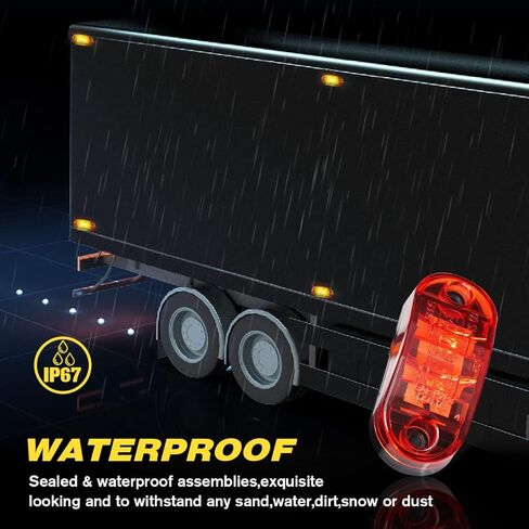 10 قطع من ضوء العنبر الأحمر 2.5 بوصة 2 صمام ثنائي بيضاوي لشاحنة المقطورة ضوء علامة جانبية، 2 صمامات ثنائية للتركيب على السطح، أضواء مجاملة LED للقوارب البحرية، وتخليص LED للمقطورة وأضواء علامة جانبية in Kuwait