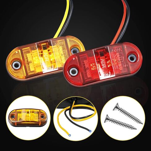 10 قطع من ضوء العنبر الأحمر 2.5 بوصة 2 صمام ثنائي بيضاوي لشاحنة المقطورة ضوء علامة جانبية، 2 صمامات ثنائية للتركيب على السطح، أضواء مجاملة LED للقوارب البحرية، وتخليص LED للمقطورة وأضواء علامة جانبية in Kuwait