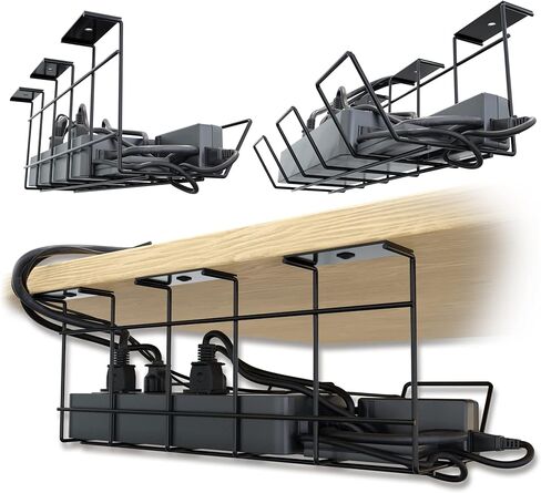 Compact Under Desk Cable Management Tray - Cable Management, Cable Management Under Desk, Desk Wire Management, Cable Tray, Under Desk Cable Organizer - (White Set of 2x12") in Saudi Arabia