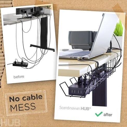 Compact Under Desk Cable Management Tray - Cable Management, Cable Management Under Desk, Desk Wire Management, Cable Tray, Under Desk Cable Organizer - (White Set of 2x12") in Saudi Arabia