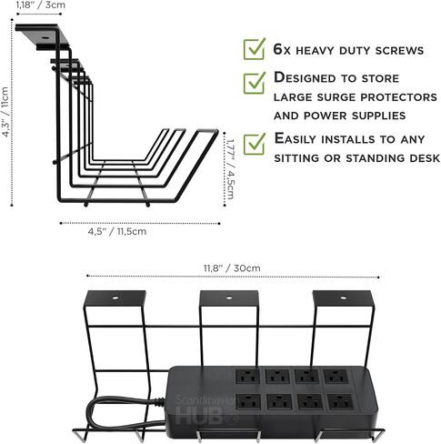 Compact Under Desk Cable Management Tray - Cable Management, Cable Management Under Desk, Desk Wire Management, Cable Tray, Under Desk Cable Organizer - (White Set of 2x12") in Saudi Arabia