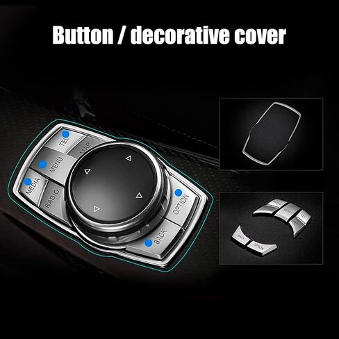 7-زر التحكم في الوسائط المتعددة مقبض تقليم ملصقات الديكور استبدال لسيارات BMW X1 X3 X4 X5 X6 IDRIVE in Kuwait