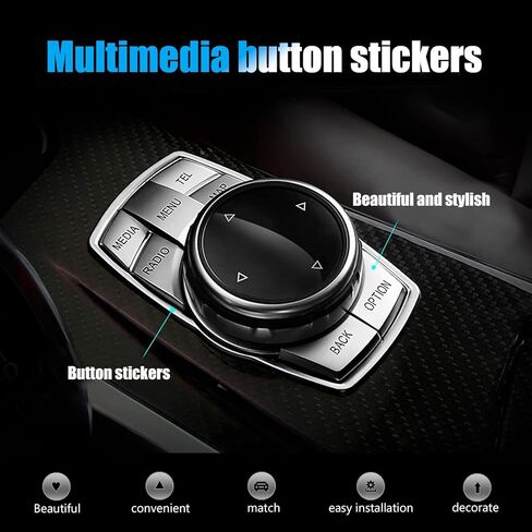 7-زر التحكم في الوسائط المتعددة مقبض تقليم ملصقات الديكور استبدال لسيارات BMW X1 X3 X4 X5 X6 IDRIVE in Kuwait