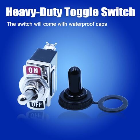 3 قطع مفتاح تبديل معدني 12 فولت مفتاح تشغيل/إيقاف 2 موضع SPST مفتاح هزاز شديد التحمل مفتاح السيارات البحرية مع غطاء غطاء حذاء مقاوم للماء، 15 أمبير 250 فولت 20 أمبير 125 فولت in Kuwait