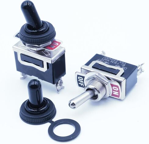 3 قطع مفتاح تبديل معدني 12 فولت مفتاح تشغيل/إيقاف 2 موضع SPST مفتاح هزاز شديد التحمل مفتاح السيارات البحرية مع غطاء غطاء حذاء مقاوم للماء، 15 أمبير 250 فولت 20 أمبير 125 فولت in Kuwait