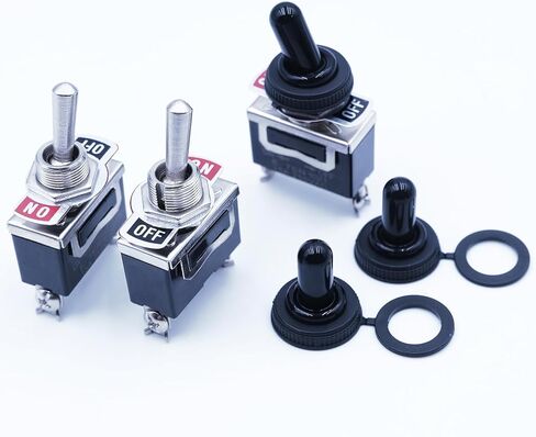 3 قطع مفتاح تبديل معدني 12 فولت مفتاح تشغيل/إيقاف 2 موضع SPST مفتاح هزاز شديد التحمل مفتاح السيارات البحرية مع غطاء غطاء حذاء مقاوم للماء، 15 أمبير 250 فولت 20 أمبير 125 فولت in Kuwait