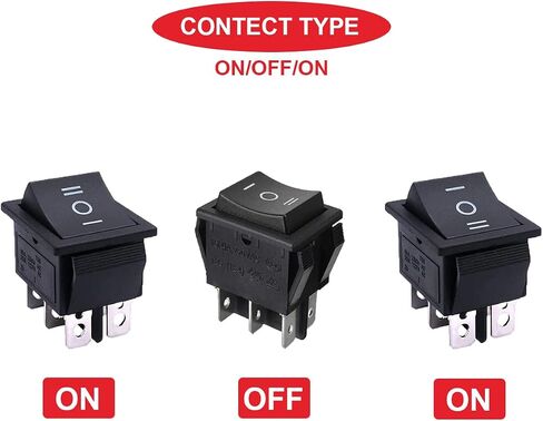 8Pcs DPDT 6 Pins 3 Position ON/Off/ON Rocker Toggle Switch AC 20A/125V 16A/250V for Car and Boat with Pre-soldered Wires (Red/Black) in Saudi Arabia