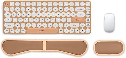 MOSISO PU Keyboard Wrist Rest Set with Wooden Base&Memory Foam, Ergonomic Keyboard Mouse Wrist Support for Typing, Gaming Pain Relief Pad Wrist Cushion for Computer, Laptop, Home & Office, Air Blue in Saudi Arabia