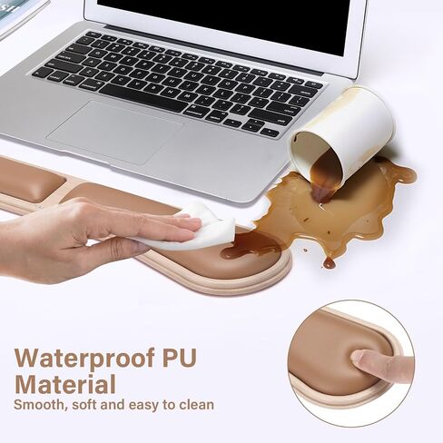 MOSISO PU Keyboard Wrist Rest Set with Wooden Base&Memory Foam, Ergonomic Keyboard Mouse Wrist Support for Typing, Gaming Pain Relief Pad Wrist Cushion for Computer, Laptop, Home & Office, Air Blue in Saudi Arabia