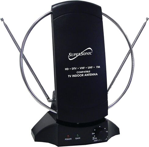 هوائي داخلي مضخم رقمي Supersonic SC-605 HDTV، يدعم بث 1080p/1080i/720p، ويستقبل إشارات تلفزيونية رقمية وتناظرية محلية مجانية، وتقليل الضوضاء، واستقبال FM، يصل مداه إلى 40 ميلًا in Kuwait