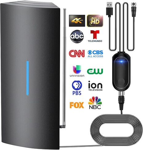 910+ Miles Range TV Antenna, 2024 Upgraded Digital TV Antenna Indoor with 17 INCH Adujustable Extendable Dipoles, Long Range TV Antenna for Smart TV Indoor - HD TV Antenna 36ft Coax Cable… in Kuwait