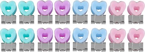 دبابيس ورق صغيرة على شكل قلب، مشابك ورق، سهلة الإمساك، الوان متنوعة، لوازم المكتب المدرسية، 16 قطعة/المجموعة in Kuwait