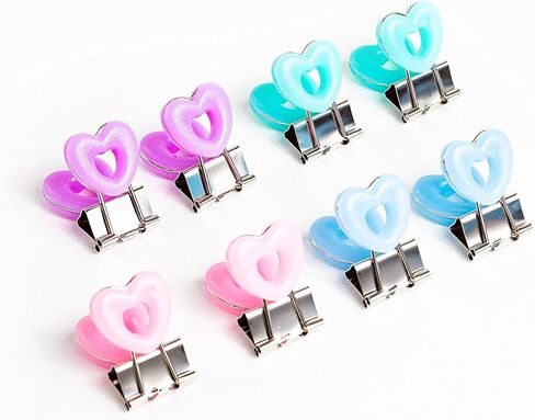 دبابيس ورق صغيرة على شكل قلب، مشابك ورق، سهلة الإمساك، الوان متنوعة، لوازم المكتب المدرسية، 16 قطعة/المجموعة in Kuwait