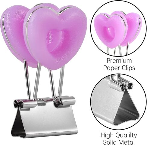 دبابيس ورق صغيرة على شكل قلب، مشابك ورق، سهلة الإمساك، الوان متنوعة، لوازم المكتب المدرسية، 16 قطعة/المجموعة in Kuwait