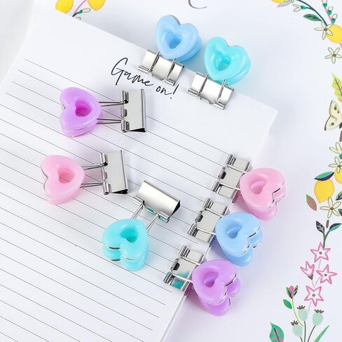 دبابيس ورق صغيرة على شكل قلب، مشابك ورق، سهلة الإمساك، الوان متنوعة، لوازم المكتب المدرسية، 16 قطعة/المجموعة in Kuwait