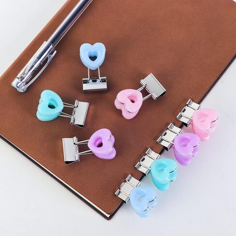 دبابيس ورق صغيرة على شكل قلب، مشابك ورق، سهلة الإمساك، الوان متنوعة، لوازم المكتب المدرسية، 16 قطعة/المجموعة in Kuwait