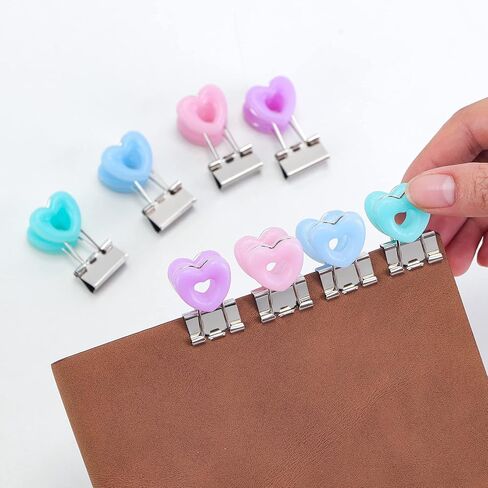 دبابيس ورق صغيرة على شكل قلب، مشابك ورق، سهلة الإمساك، الوان متنوعة، لوازم المكتب المدرسية، 16 قطعة/المجموعة in Kuwait