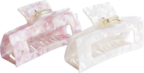 Large Hair Claw Clips for Bridesmaid Proposal Gift, Bachelorette Party | Set of 6 or 1 | Pink and White Marble Design | 4 inch x 1.75 inch x 2 inch Per Clip (Set of 6, White (1), Pink (5)) in Saudi Arabia
