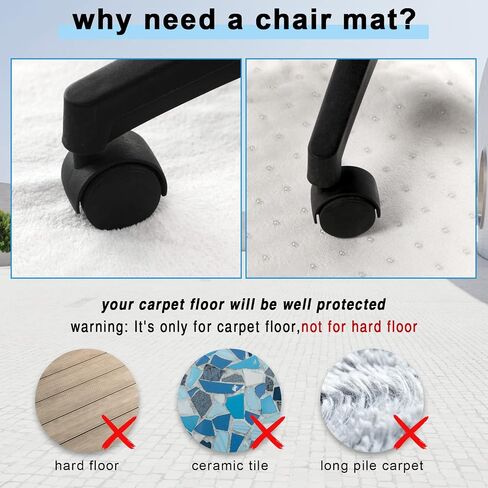 46"x 60" Chair Mat for Carpets Floor Computer Office Chair Mat Desk Clear Anti Skid Transparent Mats Protector for Low and No Pile Carpeted Thick Floors (Rectangle Style) in Saudi Arabia