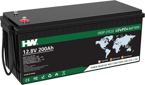 HW 12V 12Ah Lithium LiFePO4 Battery,153.6Wh Rechargeable Lithium Battery Built-in BMS,6000+ Deep Cycles 90% Capacity Low Self-Discharge Rate for Lighting, Power Wheels, Fish Finder in Saudi Arabia