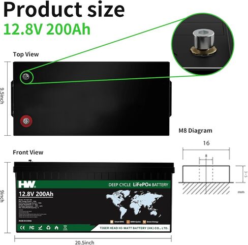 HW 12V 12Ah Lithium LiFePO4 Battery,153.6Wh Rechargeable Lithium Battery Built-in BMS,6000+ Deep Cycles 90% Capacity Low Self-Discharge Rate for Lighting, Power Wheels, Fish Finder in Saudi Arabia