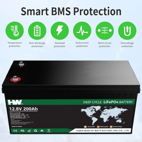 HW 12V 12Ah Lithium LiFePO4 Battery,153.6Wh Rechargeable Lithium Battery Built-in BMS,6000+ Deep Cycles 90% Capacity Low Self-Discharge Rate for Lighting, Power Wheels, Fish Finder in Saudi Arabia
