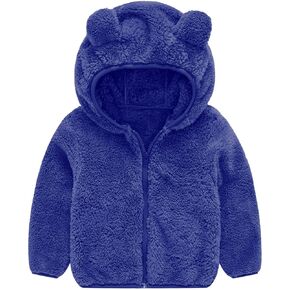 Vifucz Kids Fleece up up Hoodie Jacket Sweatshirt Teddy Coat Cute Kids Winter Warm Plush Outterwear Kids Soft Casual Coat J-165 Black 12 شهرًا