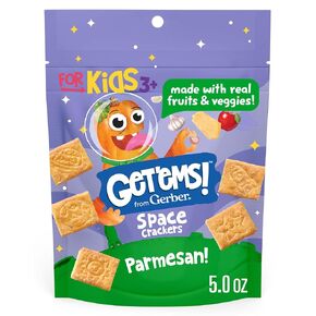 Get'ems! from Gerber Parmesan Space Crackers, Kids Snack Made with Real Veggies & Fruits, Iron & Vitamin E, No Artificial Flavors, No Artificial Sweeteners, Kids Crackers